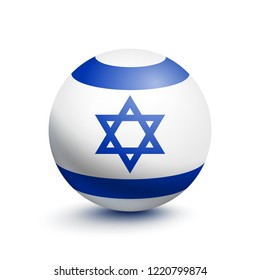 Flag of Israel in the form of a ball isolated on a white background. Vector illustration