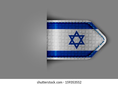 Flag of Israel in the form of a glossy textured label or bookmark. Vector illustration.