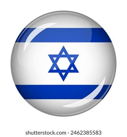 Flag of Israel in the form of a round shaped icon. Abstract concept. The national flag is convex in shape. Vector illustration