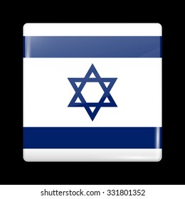 Flag of Israel. Glassy Icon Square Shape. This is File from the Collection Flags of Asia