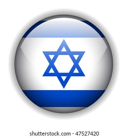 Flag of Israel, glossy button, vector