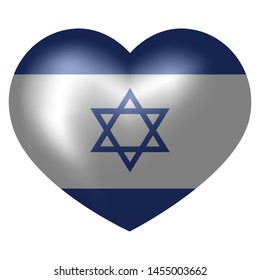 flag of Israel in heart shape. vector illustration.