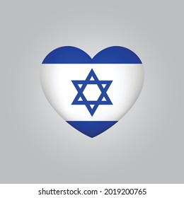 Flag of Israel in heart. Israel flag vector. Love Israel symbol