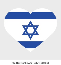 La bandera de Israel. Icono de bandera con forma de corazón. Indicador de icono del corazón. Color estándar. Ilustración del equipo. Ilustración digital. Ilustración vectorial.