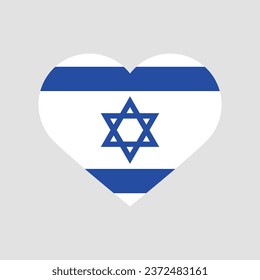 The flag of Israel. Heart-shaped flag icon. Heart icon flag. Standard color. Computer illustration. Digital illustration. Vector illustration.