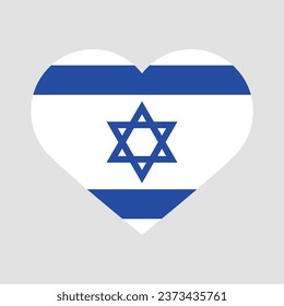 The flag of Israel. Heart-shaped flag icon. Heart icon flag. Standard color. Computer illustration. Digital illustration. Vector illustration.