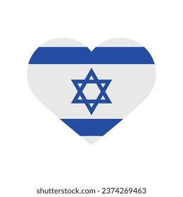 The flag of Israel. Heart-shaped flag icon. Heart icon flag. Standard color. Computer illustration. Digital illustration. Vector illustration.