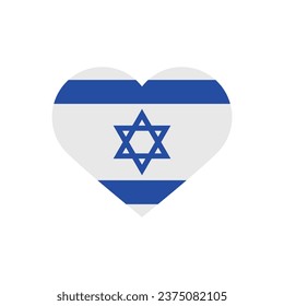 The flag of Israel. Heart-shaped flag icon. Heart icon flag. Standard color. Computer illustration. Digital illustration. Vector illustration.