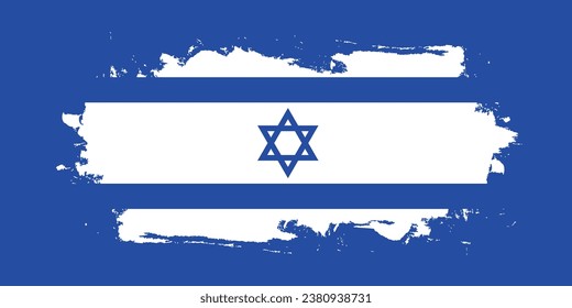 The flag of Israel. Flag icon. The artistic banner. Standard color. Hand-painted colorful national flags. Computer illustration. Digital illustration. Vector illustration.