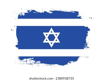 The flag of Israel. Flag icon. The artistic banner. Standard color. Hand-painted colorful national flags. Computer illustration. Digital illustration. Vector illustration.