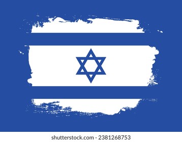 The flag of Israel. Flag icon. The artistic banner. Standard color. Hand-painted colorful national flags. Computer illustration. Digital illustration. Vector illustration.