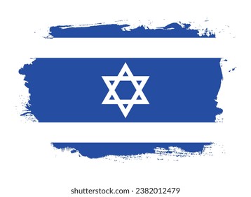 The flag of Israel. Flag icon. The artistic banner. Standard color. Hand-painted colorful national flags. Computer illustration. Digital illustration. Vector illustration.