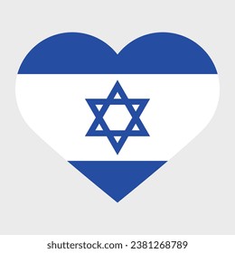 The flag of Israel. Flag icon. The heart icon. Standard color. Heart flag. Computer illustration. Digital illustration. Vector illustration.