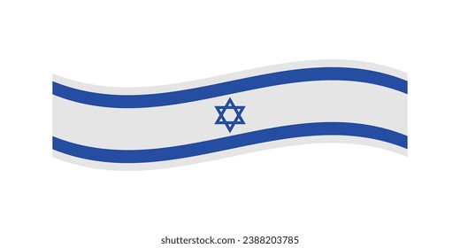 The flag of Israel. Flag icon. A long banner. Wavy line banner. Standard color. A long banner. Computer illustration. Digital illustration. Vector illustration.