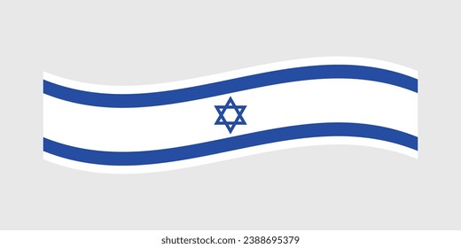 The flag of Israel. Flag icon. A long banner. Wavy line banner. Standard color. A long banner. Computer illustration. Digital illustration. Vector illustration.