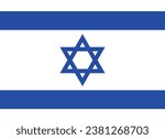 The flag of Israel. Flag icon. A rectangular flag. Standard color. Standard size. Computer illustration. Digital illustration. Vector illustration.