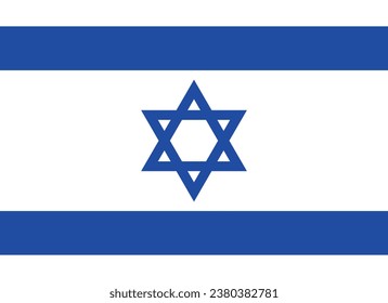 La bandera de Israel. Icono de marca. Bandera rectangular. Color estándar. Tamaño estándar. Ilustración del equipo. Ilustración digital. Ilustración vectorial.