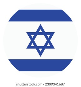 The flag of Israel. Flag icon. Standard color. Round flag. Computer illustration. Digital illustration. Vector illustration.