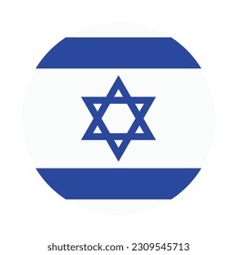 The flag of Israel. Flag icon. Standard color. Round flag. Computer illustration. Digital illustration. Vector illustration.
