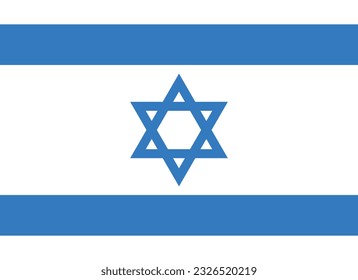 The flag of Israel. Flag icon. Standard color. Standard size. A rectangular flag. Computer illustration. Digital illustration. Vector illustration.