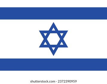 The flag of Israel. Flag icon. Standard color. Standard size. A rectangular flag. Computer illustration. Digital illustration. Vector illustration.