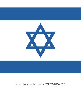 The flag of Israel. Flag icon. Standard color. A square flag. Computer illustration. Digital illustration. Vector illustration.