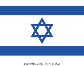 The flag of Israel. Flag icon. Standard color. Standard size. A rectangular flag. Computer illustration. Digital illustration. Vector illustration.