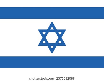 The flag of Israel. Flag icon. Standard color. Standard size. A rectangular flag. Computer illustration. Digital illustration. Vector illustration.