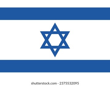 The flag of Israel. Flag icon. Standard color. Standard size. A rectangular flag. Computer illustration. Digital illustration. Vector illustration.