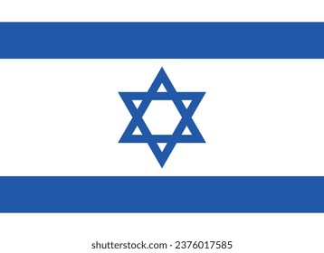 The flag of Israel. Flag icon. Standard color. Standard size. A rectangular flag. Computer illustration. Digital illustration. Vector illustration.