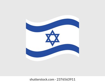 The flag of Israel. Flag icon. Standard color. Flag shaped icon. A rectangular flag. Computer illustration. Digital illustration. Vector illustration.