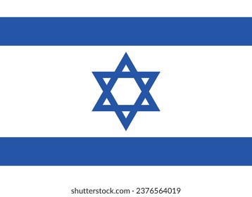 The flag of Israel. Flag icon. Standard color. Standard size. A rectangular flag. Computer illustration. Digital illustration. Vector illustration.