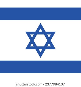 The flag of Israel. Flag icon. Standard color. A square flag. Computer illustration. Digital illustration. Vector illustration.