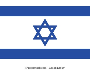 The flag of Israel. Flag icon. Standard color. Standard size. A rectangular flag. Computer illustration. Digital illustration. Vector illustration.