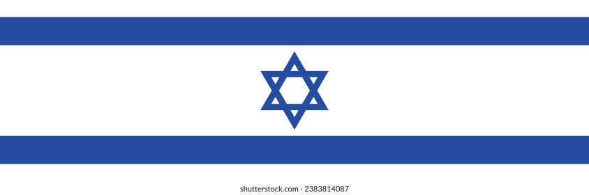 The flag of Israel. Flag icon. Standard color. Rectangular size. A long banner. Computer illustration. Digital illustration. Vector illustration.