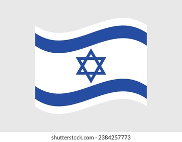 The flag of Israel. Flag icon. Standard color. The wavy flag. Computer illustration. Digital illustration. Vector illustration.