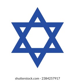 The flag of Israel. Flag icon. Standard color. The six-pointed star flag. Computer illustration. Digital illustration. Vector illustration.