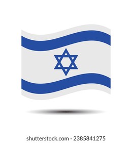 The flag of Israel. Flag icon. Standard color. The wavy flag. Computer illustration. Digital illustration. Vector illustration.