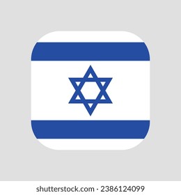 The flag of Israel. Flag icon. Standard color. Rectangular flag with rounded corners. Square icon. Computer illustration. Digital illustration. Vector illustration.