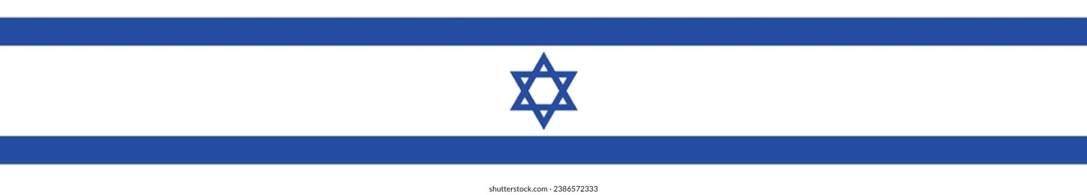 The flag of Israel. Flag icon. Standard color. Rectangular size. A long banner. Computer illustration. Digital illustration. Vector illustration.