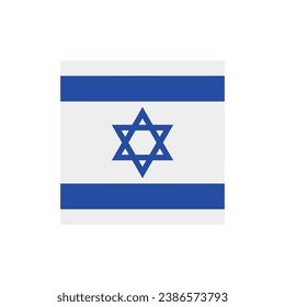 The flag of Israel. Flag icon. Standard color. A square flag. Square icon. Computer illustration. Digital illustration. Vector illustration.