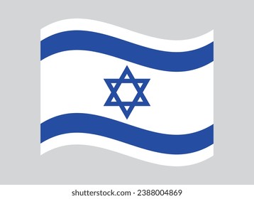 The flag of Israel. Flag icon. Standard color. The wavy flag. Computer illustration. Digital illustration. Vector illustration.