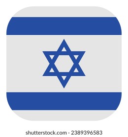 The flag of Israel. Flag icon. Standard color. Rectangular flag with rounded corners. Square icon. Computer illustration. Digital illustration. Vector illustration.