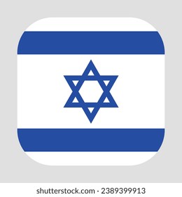 The flag of Israel. Flag icon. Standard color. Rectangular flag with rounded corners. Square icon. Computer illustration. Digital illustration. Vector illustration.