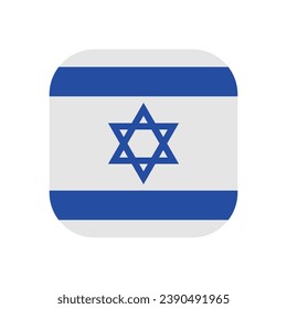 The flag of Israel. Flag icon. Standard color. Rectangular flag with rounded corners. Square icon. Computer illustration. Digital illustration. Vector illustration.