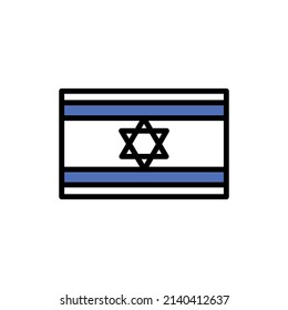 Flag of Israel line color icon. Isolated vector element. Outline pictogram for web page, mobile app, promo