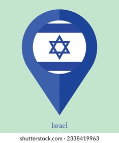 Flag of Israel, Flag of Israel Map pointer icon. Vector illustration flag pointer.