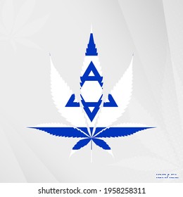 Flag of Israel in Marijuana leaf shape. The concept of legalization Cannabis in Israel. Medical cannabis illustration.