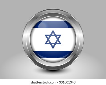 Flag of Israel. Metal Round Icons. This is File from the Collection Asian Flags
