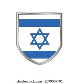Flag of Israel with metal shield frame